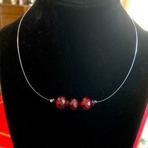 Red & Black Faceted Crystal Illusion Necklace